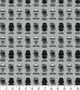Star Wars Imperial Quotes Kawaii Characters Print, 100% Cotton Fabric, Grey